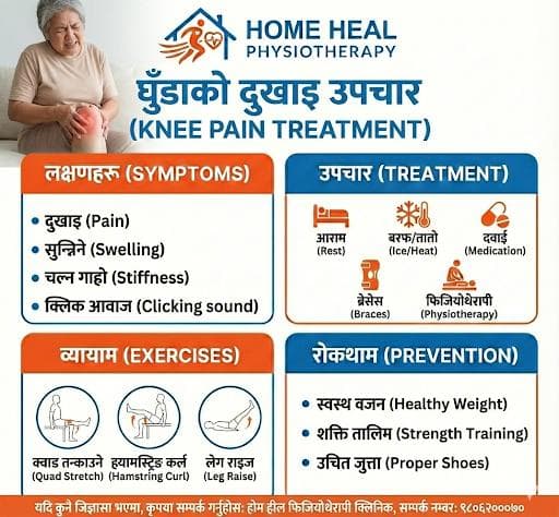 Knee pain physiotherapy and acupuncture treatment guidance by Home Heal Physiotherapy